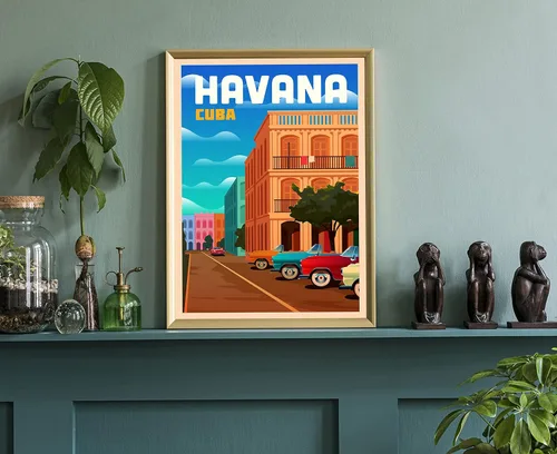 Miniatura 3 de Póster de viaje de La Habana Cuba, póster de Cuba Habana, póster de paisaje urbano y monumento de la Habana, arte de pared para el hogar, decoración