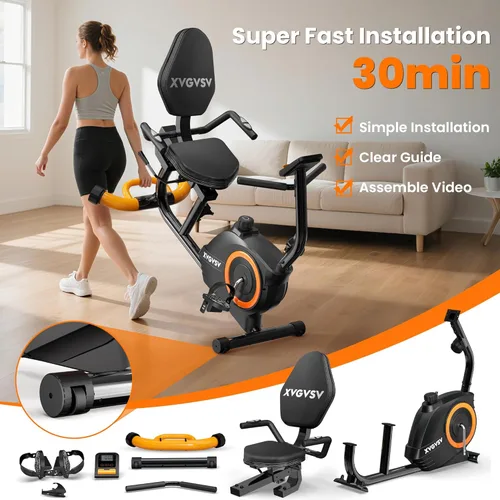 Miniatura 4 de Recumbent Exercise Bike for Home Use, Quiet Recumbent Stationary Bikes for Adults & Seniors, 16-Level Resistance, Adjustable Seat, Supports 400LB
