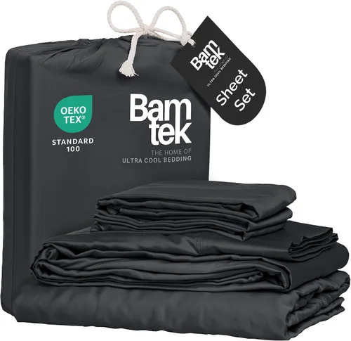 Miniatura 18 de Juego de sábanas de bambú de viscosa tamaño Queen, 4 piezas, ropa de cama refrescante para personas que duermen con calor con tecnología que absorbe