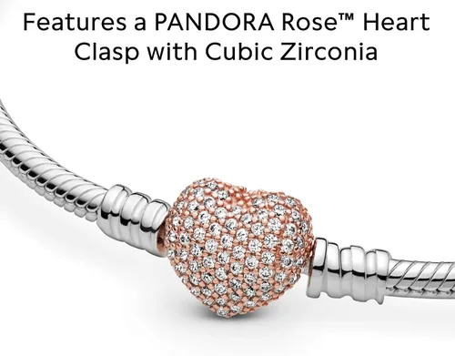 Miniatura 13 de Pandora Moments - Pulsera de cadena de serpiente con cierre de corazón brillante