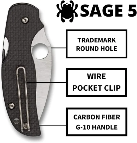 Miniatura 4 de Cuchillo de hoja plegable Spyderco Sage C123CFPCL con 5 cierres de compresión.