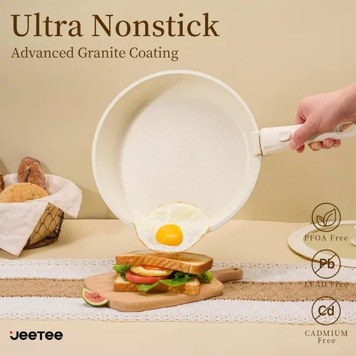 Miniatura 3 de JEETEE Juego de ollas y sartenes antiadherentes, 17 piezas, juegos de utensilios de cocina con mango desmontable, juego de utensilios de cocina