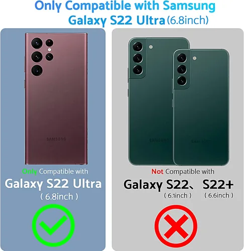 Miniatura 7 de Anqrp Diseñada para Samsung Galaxy S22 Ultra Funda, Incorporada [Protección contra Caídas de 15 Pies][Disipación de Calor] Protección de Grado Rojo