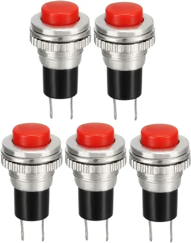 uxcell Interruptor de botón momentáneo rojo de montaje de 0.394 in SPST NO 5pcs