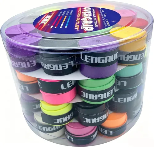 Miniatura 9 de Tacky Overgrips, para tenis, bádminton, pickleball/remo, paquete de 30/60 unidades, agarre antideslizante y absorbente, colorido, cinta de agarre