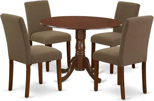 Miniatura 22 de East West Furniture DLAB3-BLK-06 - Juego de comedor de 3 piezas para espacios pequeños, contiene una mesa de comedor redonda con Dropleaf y 2 sillas
