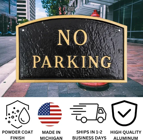 Miniatura 4 de Montague Metal Products SP-8sm-BG Placa de declaración de arco sin estacionamiento, pequeña, negra y dorada Negro/Oro