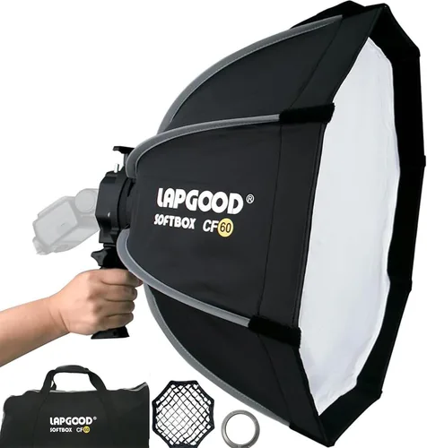 Bowens - Caja de luz de montaje rápida de 24 pulgadas, de mano, soporte tipo S, compatible con Godox Canon Sony Fuji YongNuo Flash AD200PRO V1 TT600