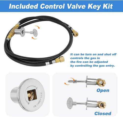 Miniatura 4 de Skyflame Manguera de conexión de gas natural, kit completo de instalación para fogatas NG, desde quemador hasta gas natural, incluye juego de llaves