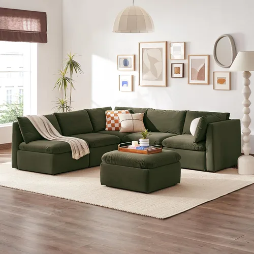 Miniatura 24 de mopio Sofá Seccional Modular de Gran Tamaño con Fundas Completamente Extraíbles y Almacenamiento, Convertible en Forma de U, en Forma de L