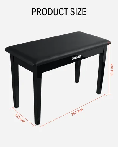 Miniatura 2 de Donner Banco de Piano Dúo con Almacenamiento, Banco de Teclado de Madera Maciza Banco de Piano Librero Taburete Silla Asiento con Cojín Acolchado