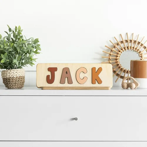 Miniatura 6 de Rompecabezas de madera personalizado con nombre para niños, hecho a mano en EE. UU. por Bloom Owl, regalos personalizados para bebés niños y niñas