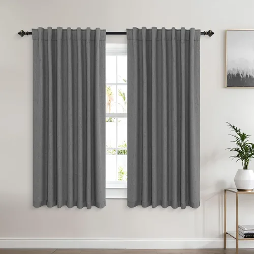 Miniatura 72 de KOUFALL - Cortinas de medio estilo francés de lino para ventana, juego de 2 cortinas cortas de 40 pulgadas de longitud, para privacidad, cortinas