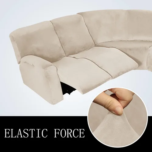 Miniatura 4 de Jonuiony Fundas para sofá reclinable de 5 plazas, funda para sofá reclinable en forma de U, fundas elásticas de terciopelo para sofá modular para 5
