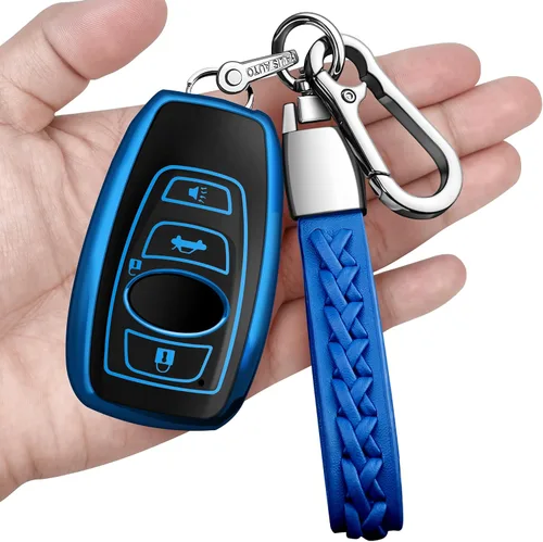 Funda compatible con llavero Subaru con llavero de cuero, funda de TPU suave con protección de 360 grados para llaves para Forester CrossTrek
