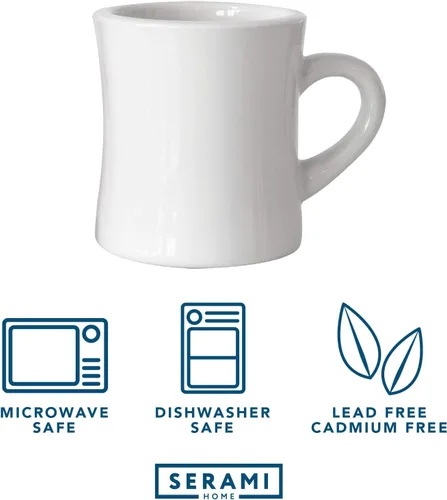 Miniatura 4 de Serami Juego de tazas de café originales de 11 onzas, tazas de cerámica ideales para juego de cocina, viajes y té caliente, taza retro de casa