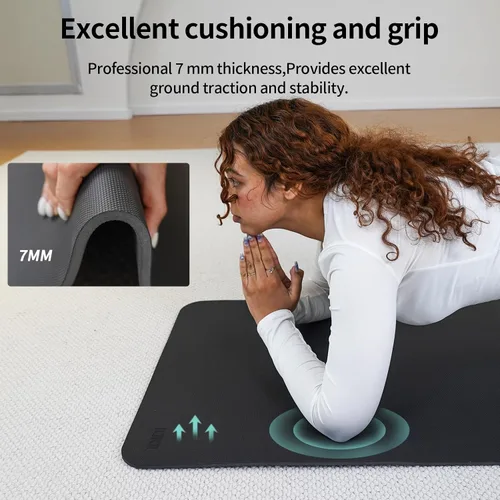 Miniatura 3 de Tapete de yoga de poliuretano con correa, tapete de entrenamiento antideslizante, tapete de yoga de 0.276 in de grosor, esterillas de yoga POE