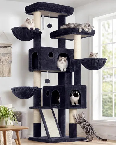Globlazer Árbol grande para gatos, torre de escalada para gatos de 72 pulgadas de alto para gatos adultos grandes, muebles de varios niveles con 2