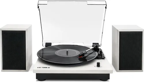 Miniatura 17 de Victrola The Quincy - Reproductor de discos Bluetooth 6 en 1 y centro multimedia con altavoces integrados, tocadiscos de 3 velocidades, reproductor