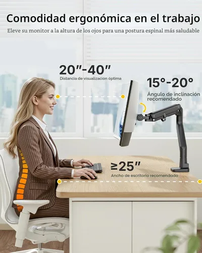Miniatura 3 de monTEK Brazo de monitor de alta resistencia para pantalla curvada ultraancha de 17-57", soporta hasta 59.4 libras, brazo de resorte de gas