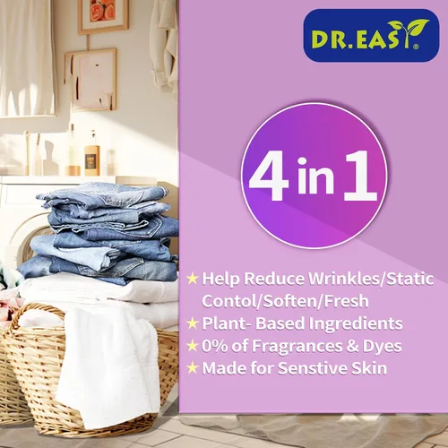 Miniatura 2 de DR.EASY Hojas para Secadora Fórmula a Base de Plantas 252 Unidades Hojas Suavizantes de Tela para Lavandería Aceite Esencial de Lavanda Perfumadas