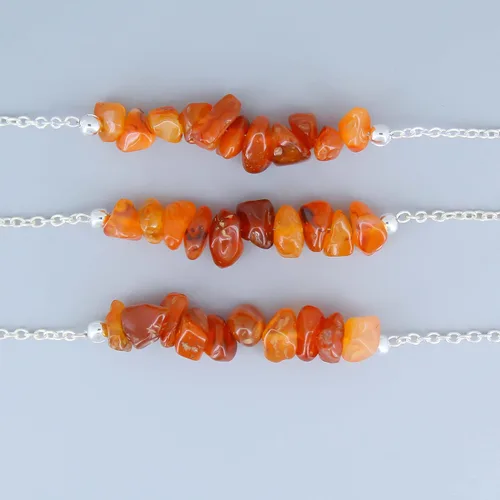 Miniatura 5 de Gempires Real Carnelian Bar Bracelet, Energy Healing Crystals With 7 + 1 Inch Silver Plated Adjustable Chain (Carnelian)