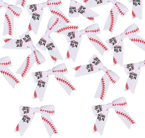 Miniatura 4 de Meseey 30 lazos de cinta impresos de béisbol de 3 pulgadas, lazos pequeños para envolver regalos, baby shower, boda, recuerdos de fiesta, paletas