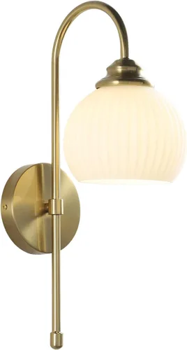 Miniatura 12 de KCO Lighting - Lámpara de pared vintage con globo de vidrio verde y brazo de latón cepillado - Aplique de globo grande, acabado dorado - Lámpara