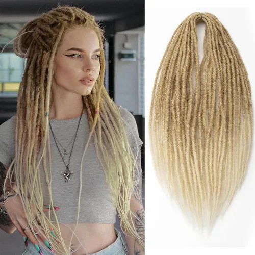 Miniatura 9 de 20 hebras de 24 pulgadas, extensiones de rastas color burdeos, rastas de cabello de ganchillo para mujer, hechas a mano, suaves, trenzas de cabello