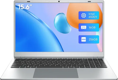 Computadora portátil, pantalla FHD IPS de 15.6 pulgadas, portátil para estudiantes y negocios, 16 GB de RAM 256 GB SSD portátiles, procesador 6500Y