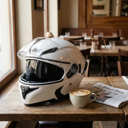 Miniatura 8 de Casco integral para hombres y mujeres adultos con protector solar ahumado Blanco