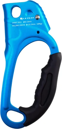 Miniatura 5 de Ascensor de mano CE, equipo de engranaje de rapel de 308.6 lbs con mango de goma ergonómico para arbolista de árboles de escalada en roca