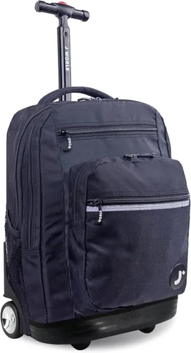 Miniatura 21 de J World Sundance Mochila Rodante para Laptop para Niñas y Niños. Mochila Escolar con Ruedas, Rombos negro, 20 pulgadas