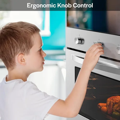 Miniatura 7 de Empava Horno de Pared de Gas Individual de 24 Pulgadas 2.3 Pies Cúbicos Funciones de Hornear Asar Rosticería con Controles Mecánicos-Temporizador