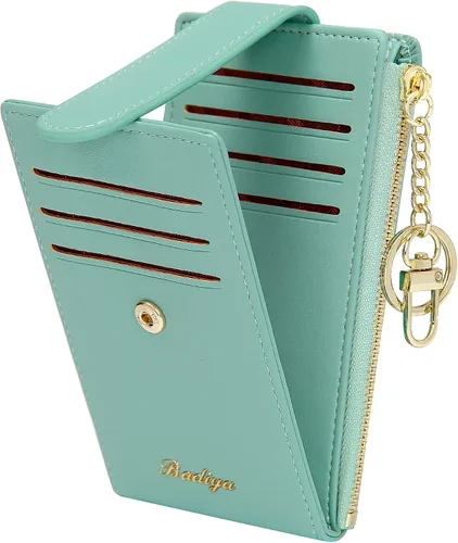 Miniatura 22 de Badiya Tarjetero para mujeres con RFID, carteras delgadas, plegables, tarjetero multifuncional, monedero