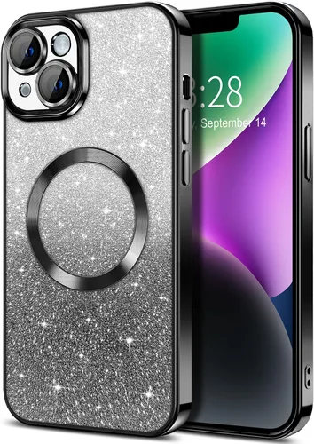 Miniatura 83 de Hython Funda para iPhone 13 Pro transparente con purpurina magnética [compatible con MagSafe] Protector completo de lente de cámara delgado