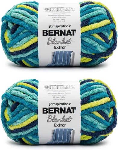 Miniatura 38 de Bernat - Estambre para mantas Extra Negro, 2 paquetes de 300g/10.5 onzas, poliéster, #7, jumbo, tejido de punto/ganchillo
