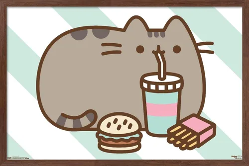 Miniatura 9 de Trends International Pusheen - Póster de pared de alimentos, 14.725 x 22.375 pulgadas, versión enmarcada de madera de granero