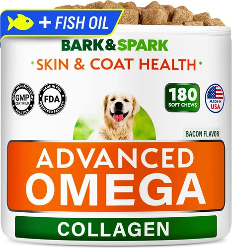 Miniatura 16 de BARK&SPARK Omega 3 para perros - 180 golosinas de aceite de pescado para la muda de pelo de perros, masticables para alergias en la piel, alivio