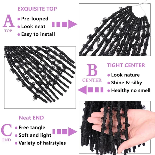 Miniatura 2 de ZRQ Butterfly Locs Cabello de Ganchillo Corto 6 Paquetes Negro Cabello Bob de Ganchillo 8 Pulgadas Locs Sintéticos Desordenados Desgastados Trenzas