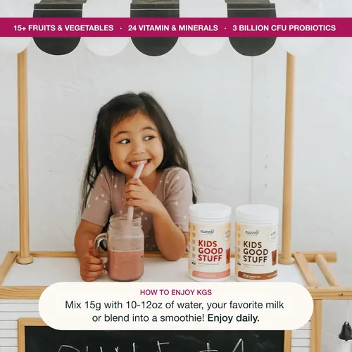 Miniatura 6 de Nuzest - Kids Good Stuff - Mezcla de batido vegano - Fresa silvestre - Suplemento nutricional multivitamínico Batido de proteínas - Sin lácteos