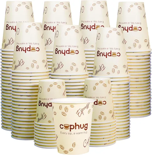 Miniatura 11 de Paquete de 300 vasos de papel desechables de 8 onzas, vasos de bebida caliente y fría para café, té, jugo, agua, tazas de café negras para oficina