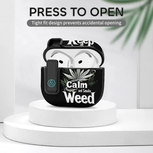 Miniatura 8 de Keep Calm and Smoke Weeds - Funda para auriculares Bluetooth compatible con AirPods 4 con protector de botón negro