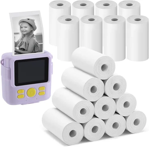 Miniatura 8 de 9 rollos de papel de repuesto para cámara instantánea para niños, impresión fotográfica, rollos de papel térmico de impresión instantánea para Blanco