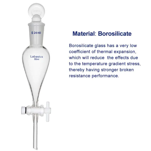 Miniatura 4 de Labasics Embudo separador cónico de vidrio borosilicato 2.0 fl oz con llave de paso de PTFE, 2.0 fl oz