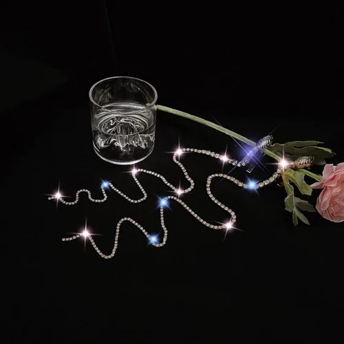 Miniatura 6 de 2 cadenas de pelo de serpiente con diamantes de imitación brillantes, diadema de cristal con borla larga, accesorios para el cabello, joyas, pinzas