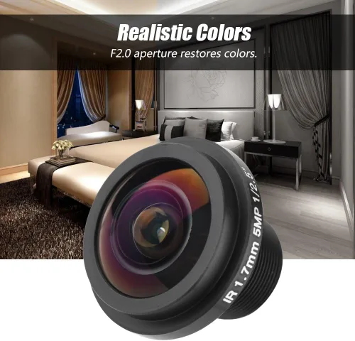 Miniatura 3 de Lente de cámara de seguridad Fisheye HD 5MP 185° gran angular 0.067 in longitud F2.0 apertura para vigilancia interior y exterior