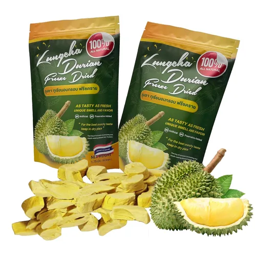 Durian King of Fruit - Durian Monthong fresco liofilizado al vacío, hecho de fruta real, 1.76 oz o 1.75 onzas, paquete de 2