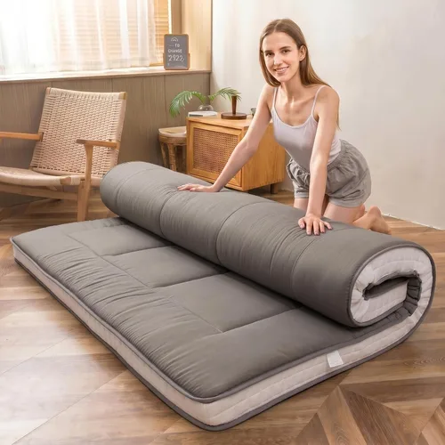 Miniatura 12 de MAXYOYO Colchón tipo futón King de espuma, cubrecolchón de cama, colchón de suelo japonés, colchón plegable, colchón de futón, almohadilla de cama