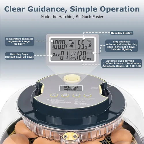Miniatura 8 de Incubadoras para incubar huevos, incubadora de 18 huevos con vela de huevos, girador automático de huevos, control de temperatura y humedad, día